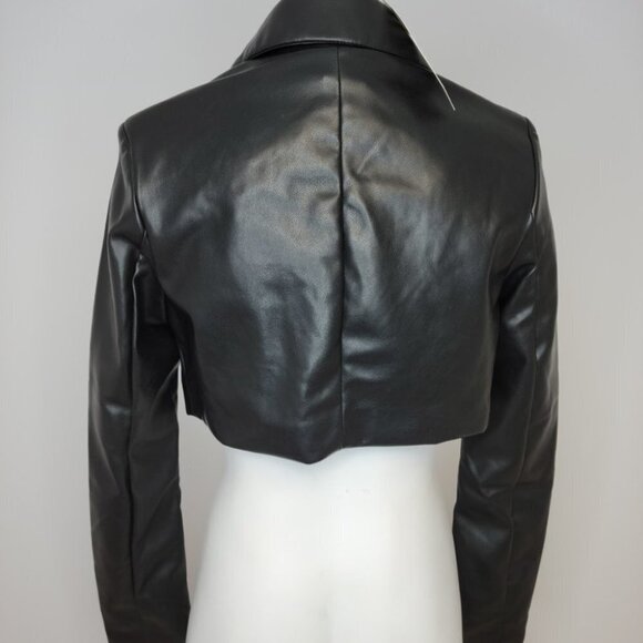 URBAN Outfitters Crop Faux Leather Jacket Black Size XS NWT - Picture 3 of 5